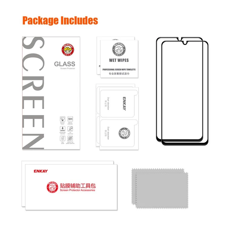ENKAY HAT PRINCE 2Pcs for Xiaomi Redmi 13C 4G / Poco C65 4G Silk Printing Screen Protector 0.26mm 9H 2.5D Ultra Clear Film