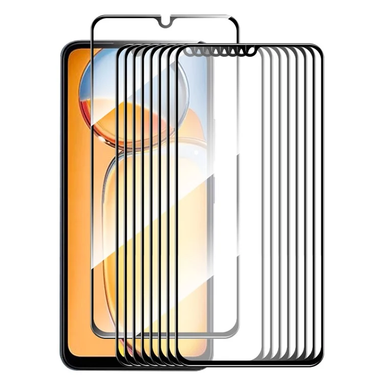 ENKAY HAT PRINCE 10Pcs pour Xiaomi Redmi 13C 4G / Poco C65 4G Anti-explosion Full Screen Protector Silk Printing Full Glue Film