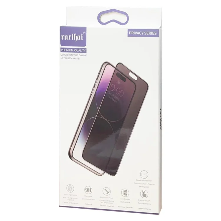 RURIHAI For iPhone 15 Pro Screen Film AG Matte High Aluminum-silicone Glass Anti-spy Screen Protector