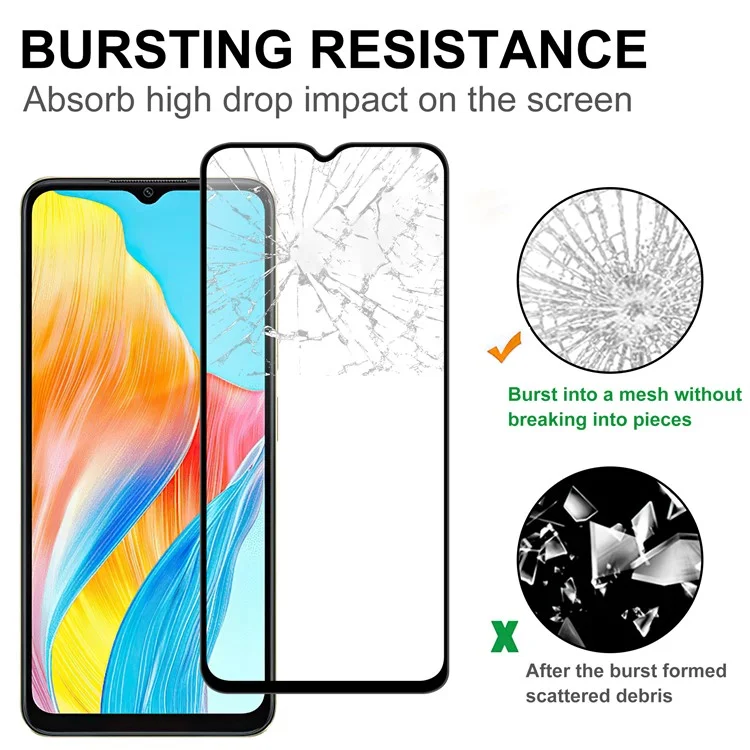 Pour le film de protection d'écran Oppo A38 4G Clear AGC Glass Black Edge Full Glue