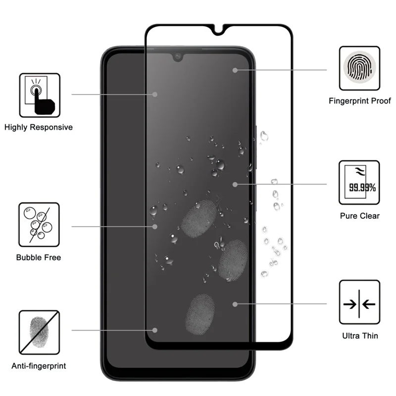 Pour Xiaomi Redmi 13C 4G / 13C 5G / Poco C65 4G / Poco M6 5G / 13R 5G Protecteur d'écran de téléphone cellulaire Film de couverture d'écran en verre AGC à colle complète