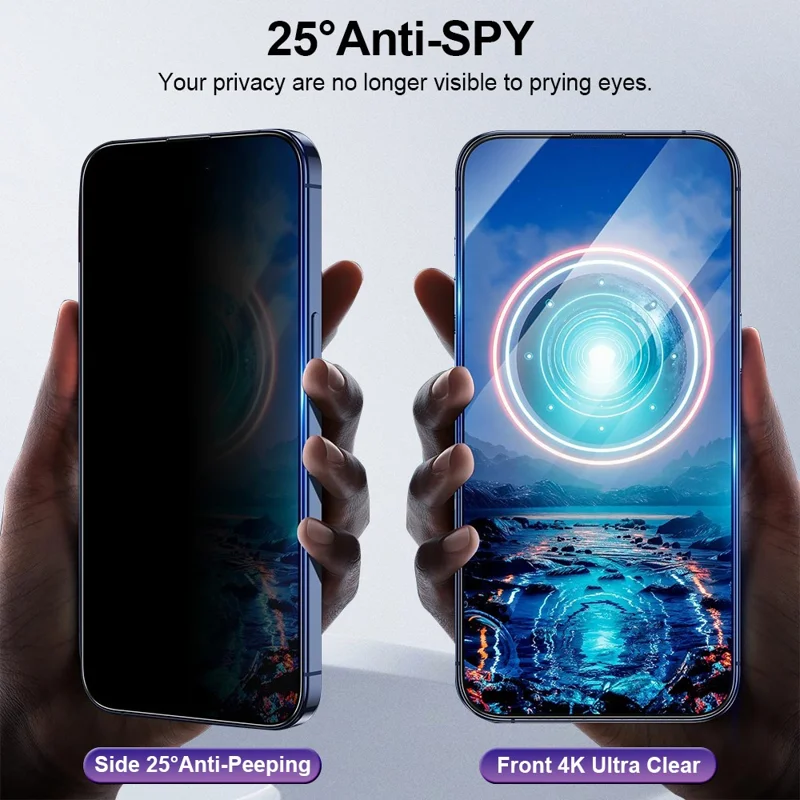 YONGPOLY For iPhone X / XS / 11 Pro Anti-Spy Screen Protector Silk Printing Auto-Dust Removal Tempered Glass Film