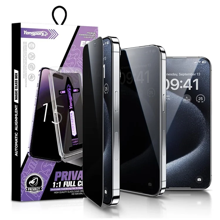 YONGPOLY For iPhone 11 Pro Max / XS Max Screen Protector Anti Spy Tempered Glass Film with Auto Alignment Kit