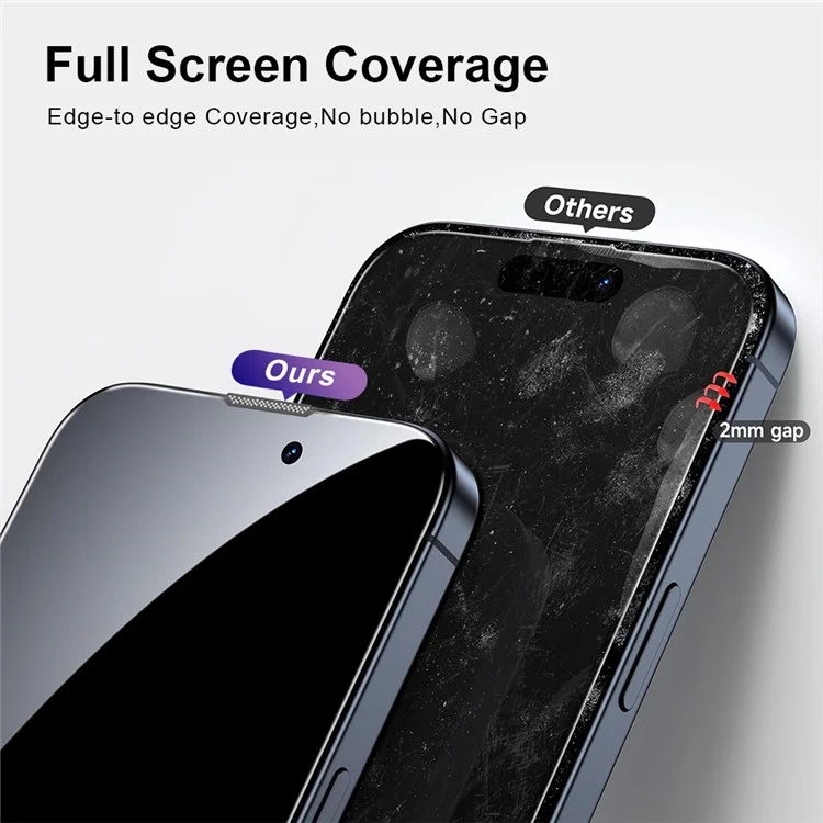 Yongpoly Pour Iphone 12 Pro Max Anti Peeping Protecteur Film en Verre Trempé de Couverture Complète Avec Filet Anti-poussière