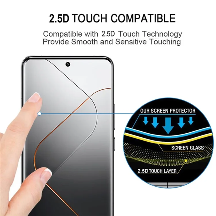 Para Xiaomi 14 Pro 3D Curved Screen Protector Side Glue Anti-explosion Tempered Glass Film