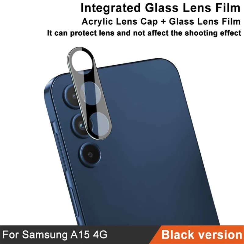 IMAK For Samsung Galaxy A15 5G Phone Lens Film Tempered Glass Lens Protector + Acrylic Lens Cap (Black Version)