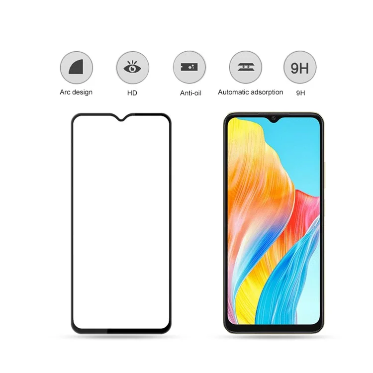 MOCOLO For Oppo A38 4G Screen Protector Full Coverage Silk Printing Tempered Glass Film - Black