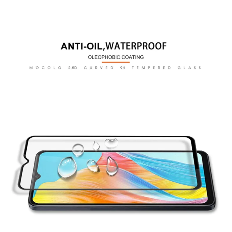 MOCOLO For Oppo A18 4G Tempered Glass Film Full Glue Silk Printing Full Screen Protector - Black