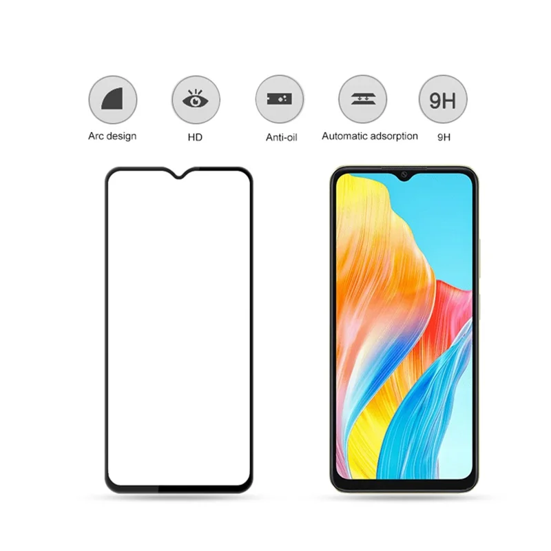 MOCOLO For Oppo A18 4G Tempered Glass Film Full Glue Silk Printing Full Screen Protector - Black
