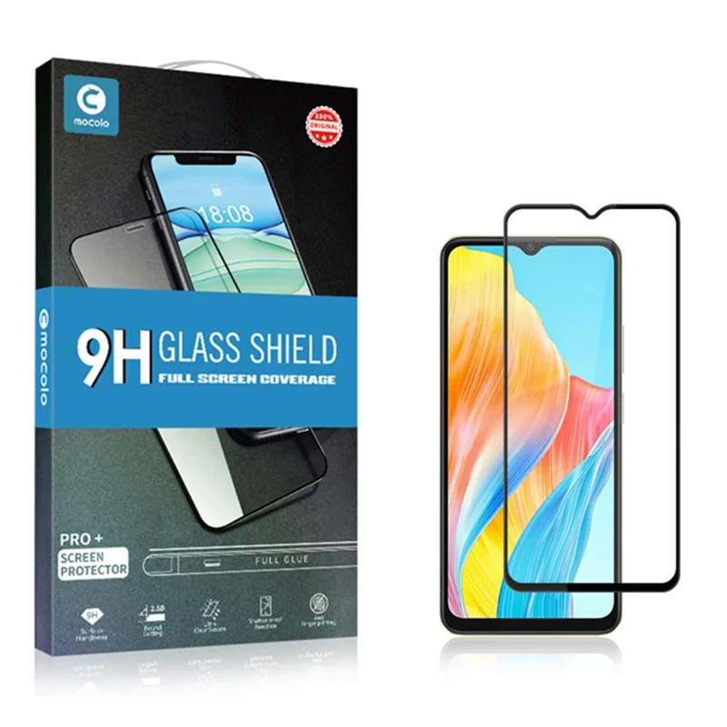 MOCOLO For Oppo A18 4G Tempered Glass Film Full Glue Silk Printing Full Screen Protector - Black