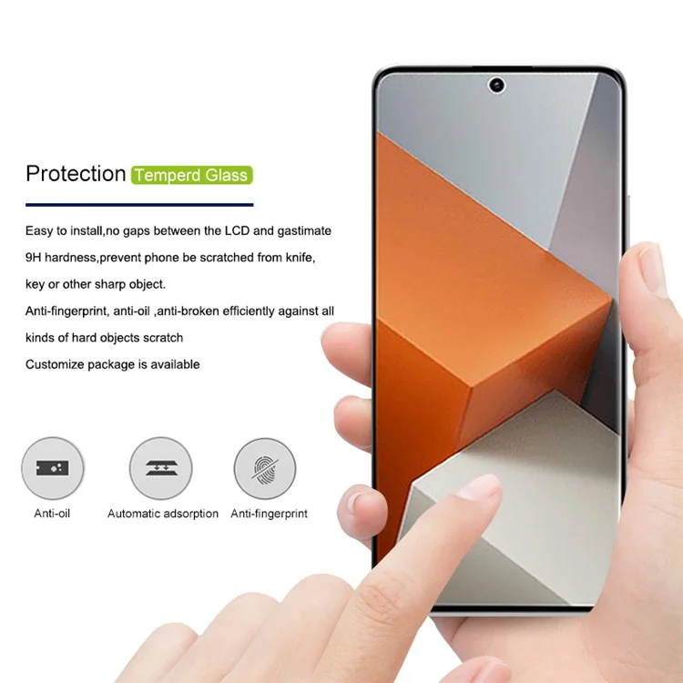 MOCOLO For Xiaomi Redmi Note 13 Pro+ 5G Full Screen Protector Full Glue Tempered Glass Film - Black