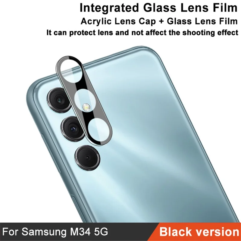 IMAK til Samsung Galaxy M34 5G / F34 5G Kameraobjektivbeskytter Integreret akryl-linselåg + Hærdet glas linseside (Sort version)