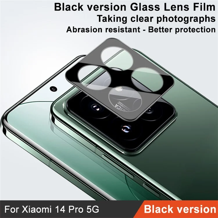 IMAK Pour Xiaomi 14 Pro Protecteur d'objectif de caméra Verre trempé Film arrière de l'objectif (Version noire)