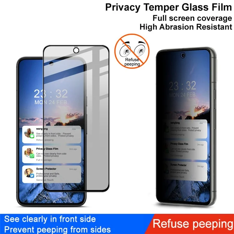 IMAK Pour Google Pixel 8 Anti-spy Full Screen Protector Privacy Protection Tempered Glass Film