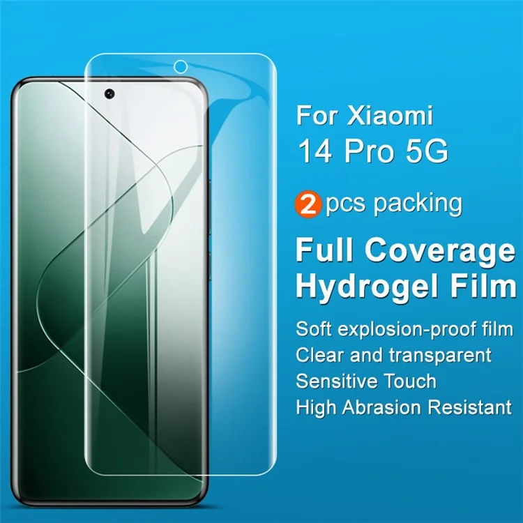 Imak 2pcs / Establezca la Película Hydrogel III Para Xiaomi 14 Pro Protector de Pantalla Soft Protector TPU Película Película