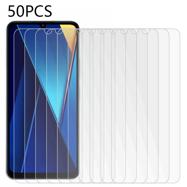 Großeinkauf 50 Stück für Xiaomi Redmi 13C 4G / 5G / 13R 5G / Poco M6 5G / Poco C65 4G Bildschirmschutz Vollverklebung Hartglas HD Klarer Film