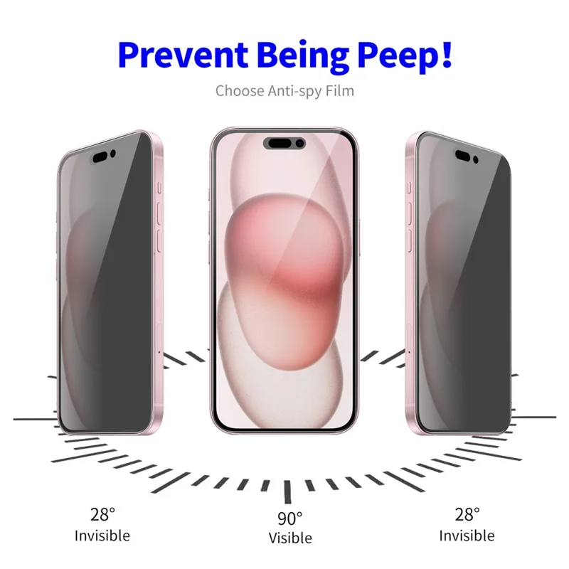 ENKAY HAT PRINCE 2Pcs For iPhone 15 Film Anti-Spy High Aluminium-silicon Glass Screen Protector