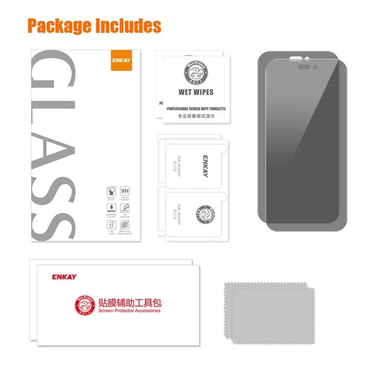 ENKAY HAT PRINCE 2Pcs For iPhone 15 Pro Protector de pantalla completo 28-Degree Anti-Spy Anti-Glare Film