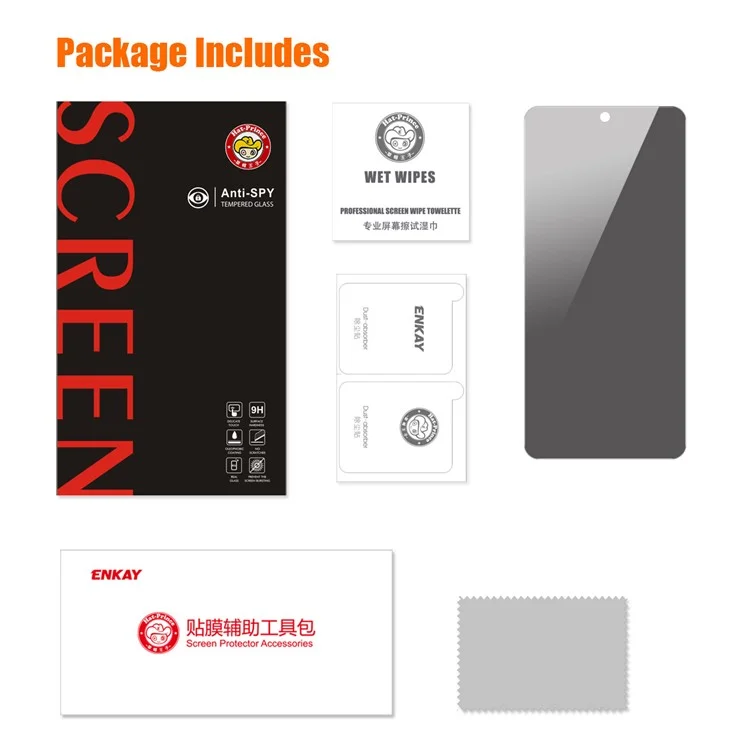 ENKAY HAT PRINCE Für Xiaomi Poco M6 Pro 5G / Redmi 12 4G / Redmi 12 5G (Global) Anti-Peep HD Clear Full Screen Protector