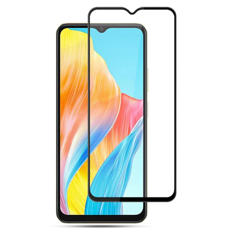 AMORUS For Oppo A18 4G Tempered Glass Screen Protector 9H Silk Printing Full Cover Film - Black