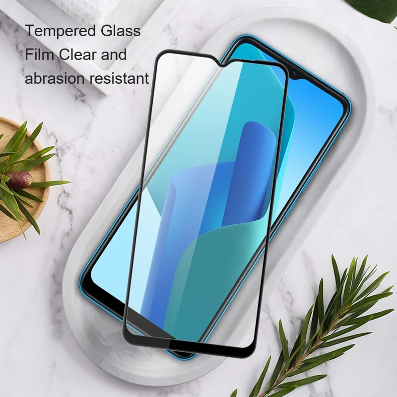 AMORUS For Oppo A18 4G Tempered Glass Screen Protector 9H Silk Printing Full Cover Film - Black