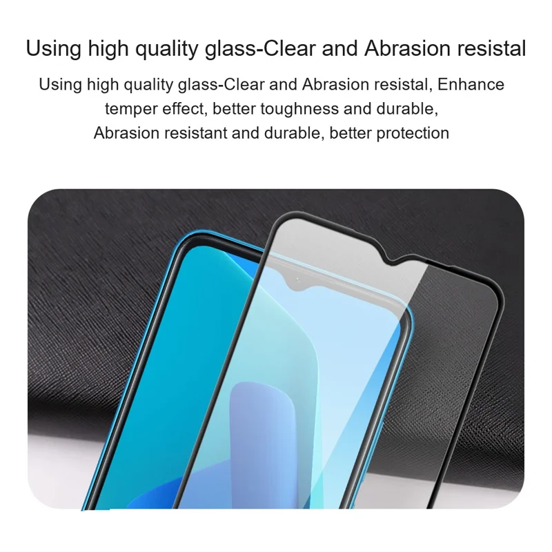 AMORUS For Oppo A18 4G Tempered Glass Screen Protector 9H Silk Printing Full Cover Film - Black