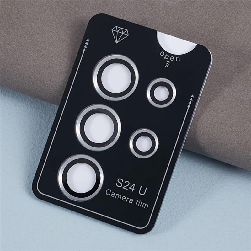 For Samsung Galaxy S24 Ultra Camera Lens Protector Set Electroplating Metal + Tempered Glass Individual Lens Film - Silver