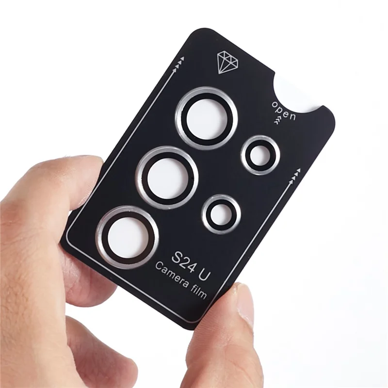 For Samsung Galaxy S24 Ultra Camera Lens Protector Set Electroplating Metal + Tempered Glass Individual Lens Film - Silver