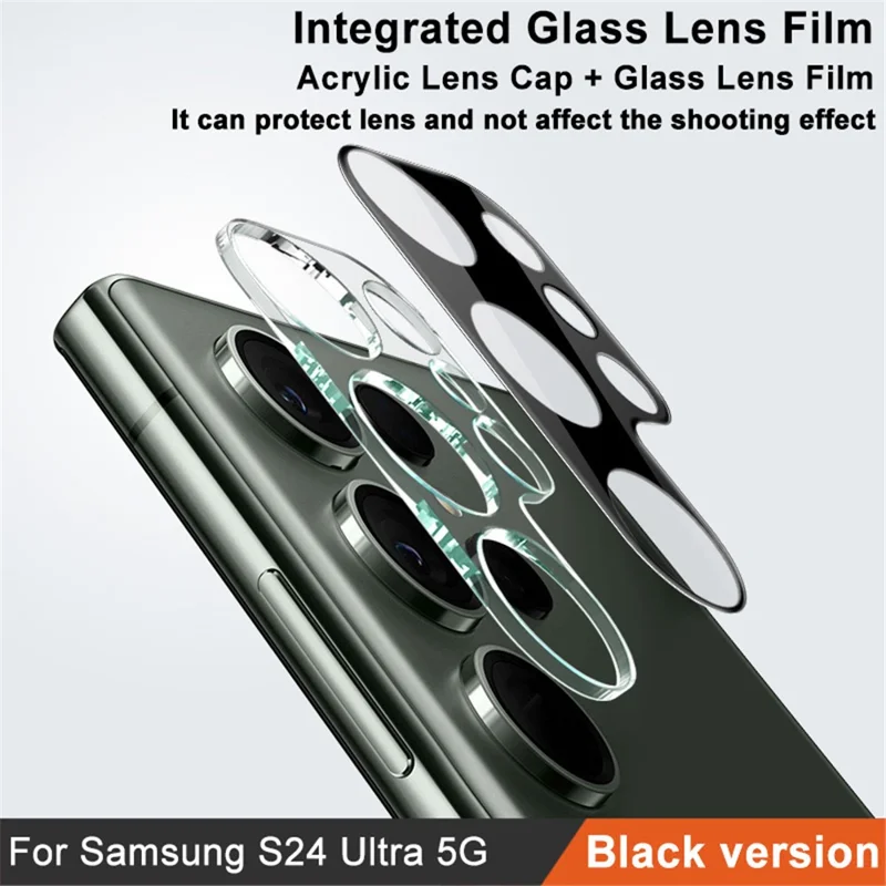 IMAK For Samsung Galaxy S24 Ultra Camera Lens Protector Acrylic Lens Cap + Tempered Glass HD Lens Film (Black Version)