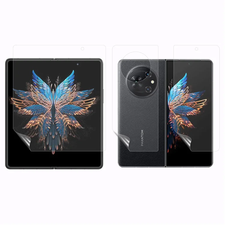1 Set Película de Hidrogel para TECNO Phantom V Fold, Película Protectora Transparente TPU+PET Interior + Frontal + Posterior
