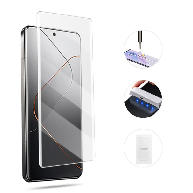 AMORUS For Xiaomi 14 Pro UV Liquid Screen Protector 3D Curved Scratch-Resistant Tempered Glass Film