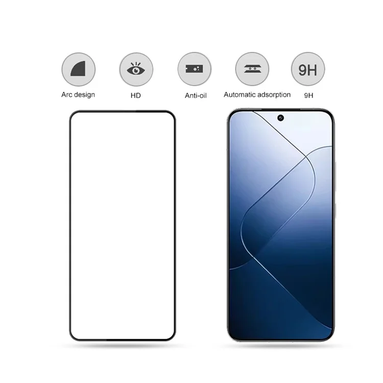 AMORUS For Xiaomi 14 Clear Tempered Glass Film Silk Printing Anti-Oil Screen Protector - Black