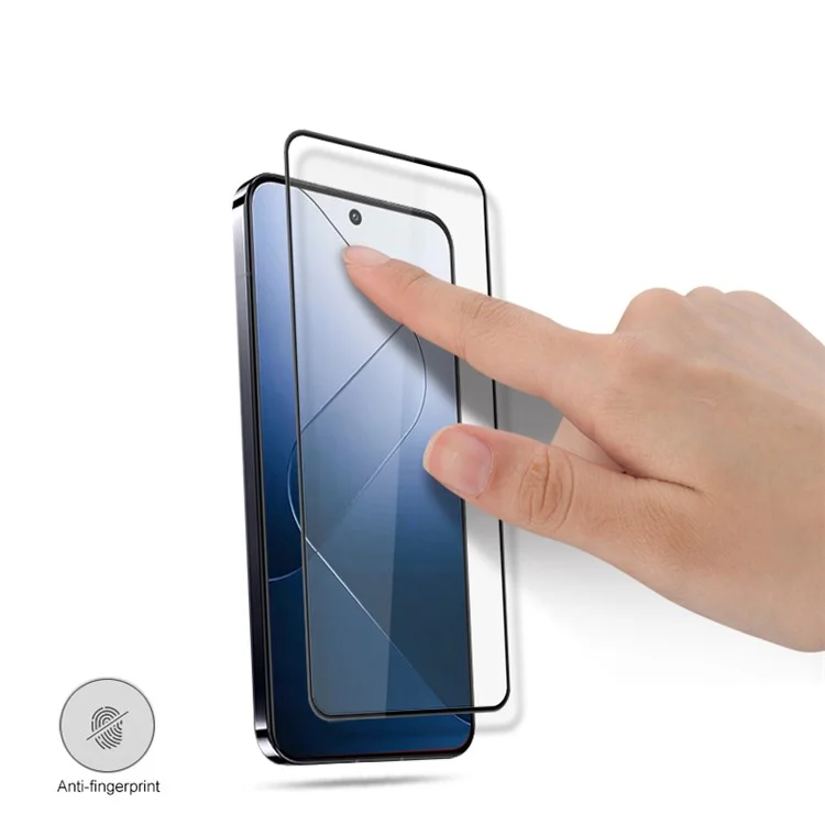 AMORUS For Xiaomi 14 Clear Tempered Glass Film Silk Printing Anti-Oil Screen Protector - Black