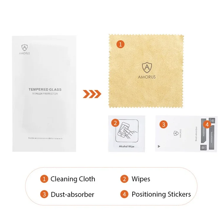 AMORUS For Xiaomi 14 Clear Tempered Glass Film Silk Printing Anti-Oil Screen Protector - Black