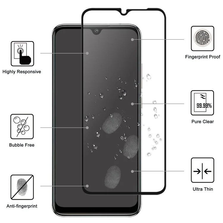 Pour Xiaomi Redmi A3 / Poco C61 4G Protecteur d'écran transparent avec bordure noire Écran complet Colle AGC Film de protection