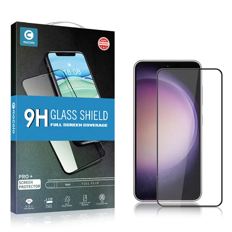 MOCOLO per Samsung Galaxy S25 / S24 Protettore Schermo Totale in Vetro Temperato con Colla Totale - Nero