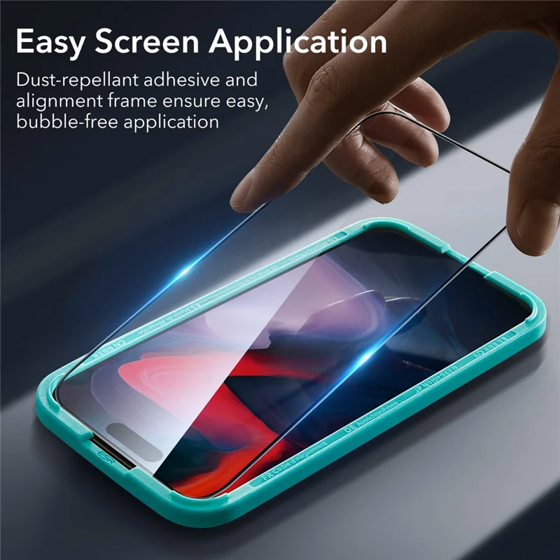 ESR 2Pcs For iPhone 15 Pro Screen Protector 9H Hardness Full Cover Tempered Glass Film