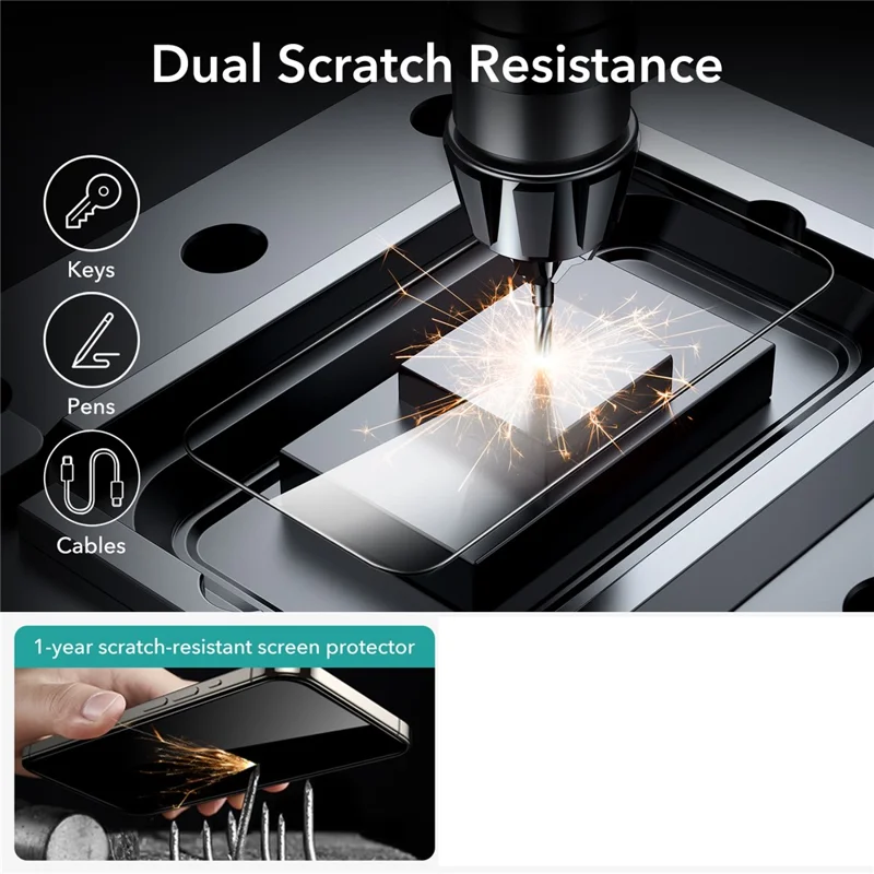 ESR 2Pcs For iPhone 15 Pro Screen Protector 9H Hardness Full Cover Tempered Glass Film