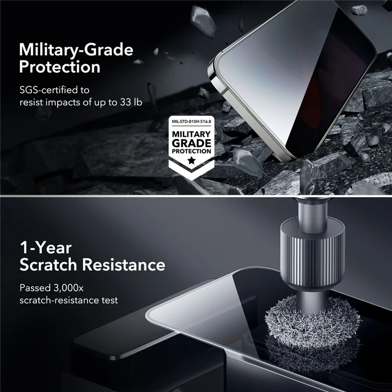 ESR For iPhone 15 Pro Max Privacy Screen Protector Shatterproof Tempered Glass Film with Installation Frame