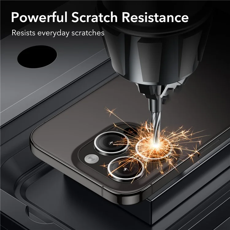ESR Armorite Series for iPhone 15 Pro / 15 Pro Max 1 Set Camera Lens Protector Metal+ Tempered Glass Rear Lens Film - Clear