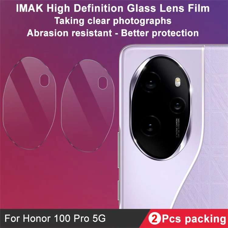 IMAK 2Pz / Set Per Honor 100 Pro 5G Protezione Obiettivo Fotocamera Chiarezza HD Pellicola Protettiva in Vetro Temperato per Obiettivo