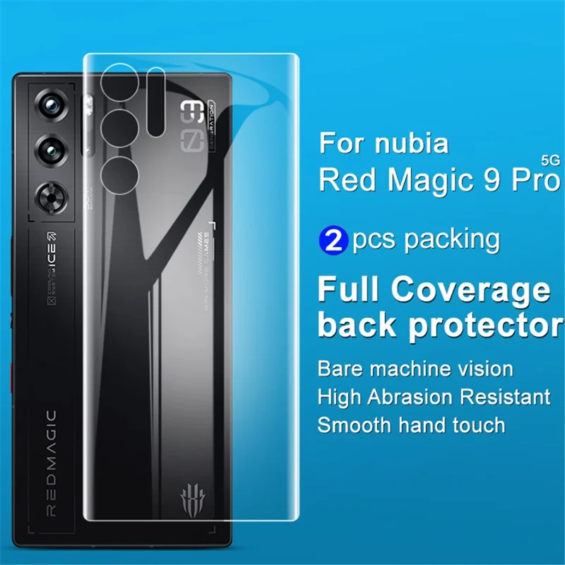 IMAK 2Piezas / Juego Película de Hidrogel III para ZTE nubia Red Magic 9 Pro 5G / 9 Pro+ 5G Protector Trasero Autorreparador Película Trasera de TPU