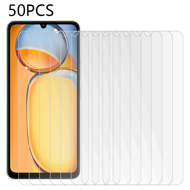 50 Stück für Xiaomi Redmi 13C 4G / 13C 5G / Poco C65 4G / Poco M6 5G / 13R 5G Bildschirmschutz 0,3 mm ultra-dünn 2,5D Gehärtetes Glas-Film