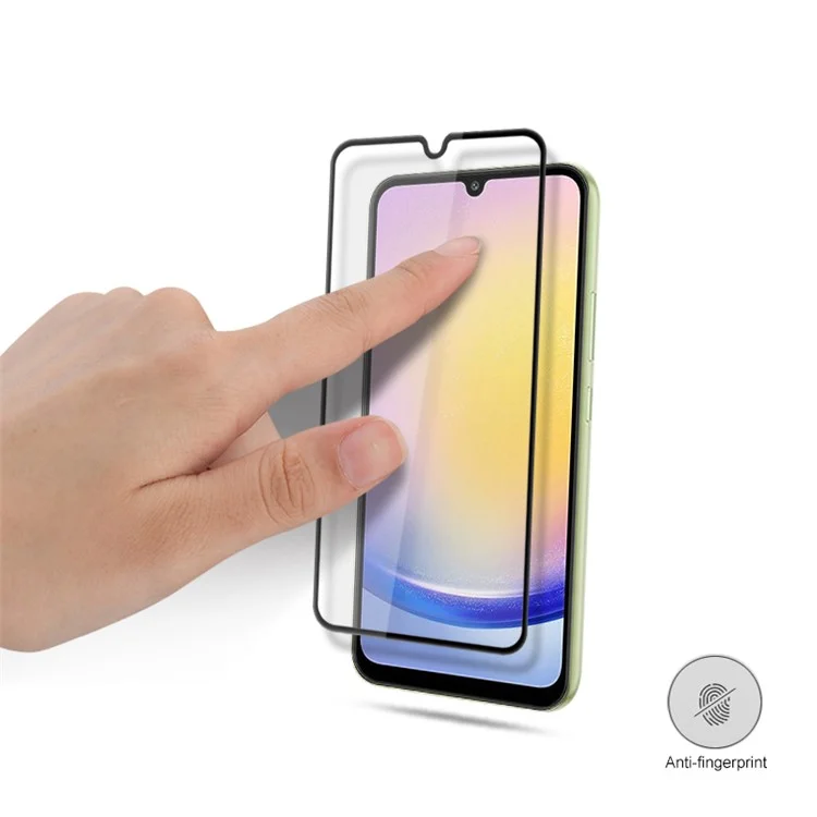 Mocolo Para Samsung Galaxy A25 5G Protetor de Tela Cheia HD Filme de Vidro Temperado de Seda Transparente - Preto