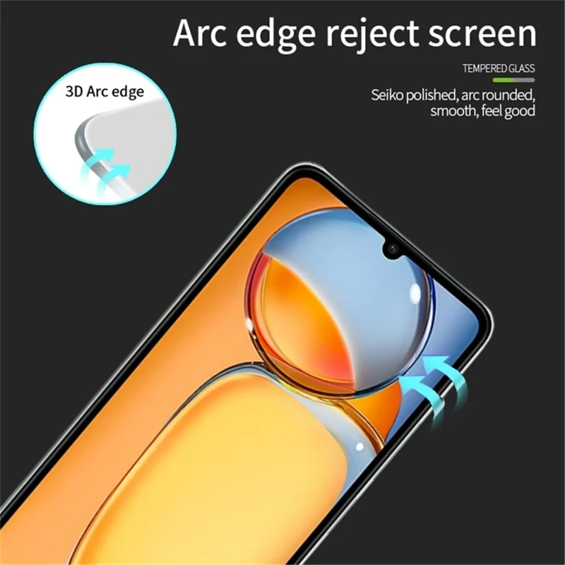 PINWUYO JK 3D Curved Tempered Glass Film-2 pour Xiaomi Redmi 13C 4G / 13C 5G / 13R 5G / Poco M6 5G / Poco C65 4G Protecteur d'écran anti-empreintes digitales