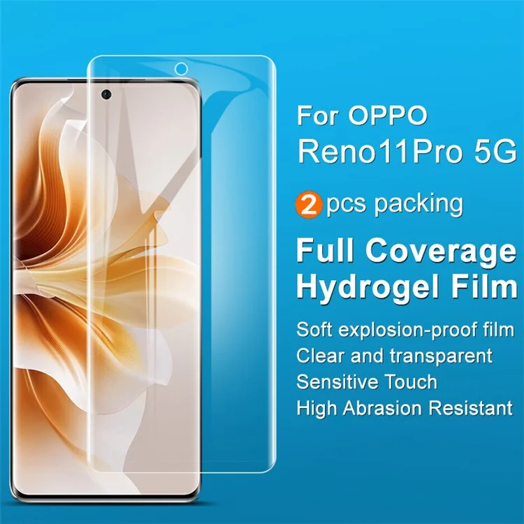IMAK 2 Stück / Set Hydrogel-Film III für Oppo Reno11 Pro 5G (Global) / Reno11 (China) 5G Bildschirmschutz TPU berührungsempfindlicher Film