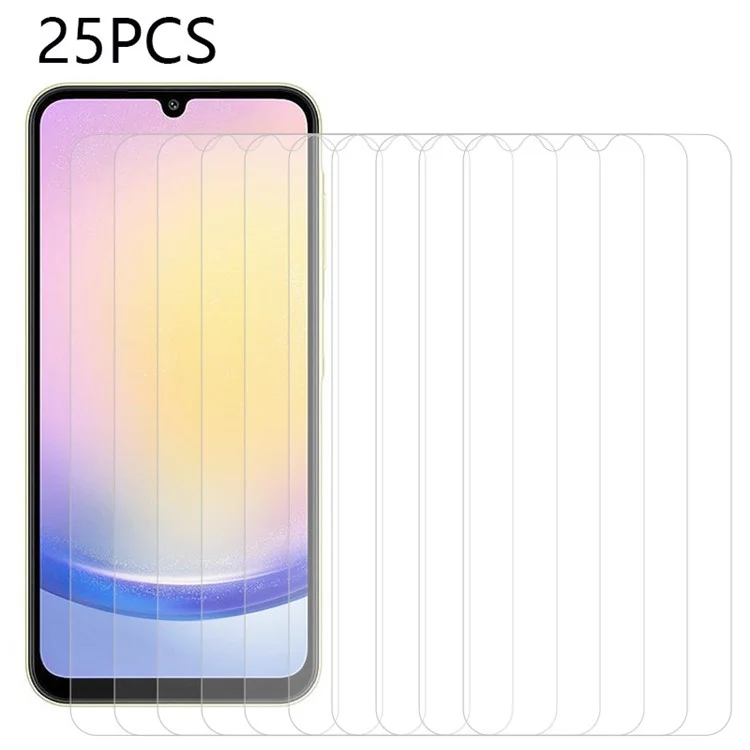 Acquisto all'ingrosso di 25 pezzi per Samsung Galaxy A15 4G / 5G / A24 4G (162,1 x 77,6 x 8,3 mm) / A25 5G (Global) (161,0 x 76,5 x 8,3 mm) Protezione dello schermo in vetro temperato
