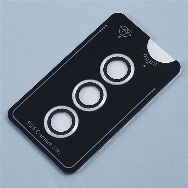Pour Samsung Galaxy S24 1 Set Camera Lens Protector Metal Ring Tempered Glass Lens Film - Argent