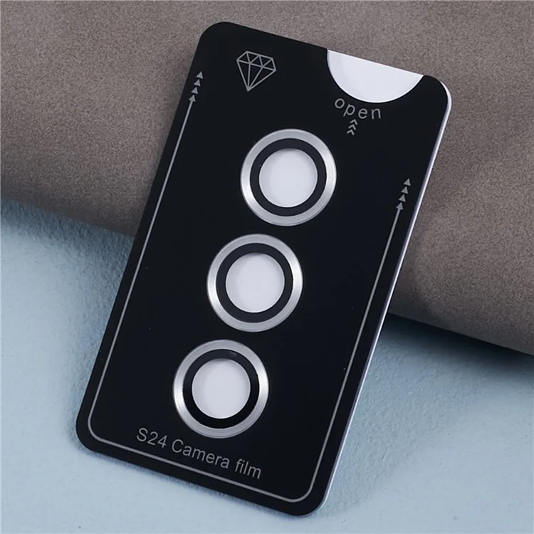 Pour Samsung Galaxy S24 1 Set Camera Lens Protector Metal Ring Tempered Glass Lens Film - Argent