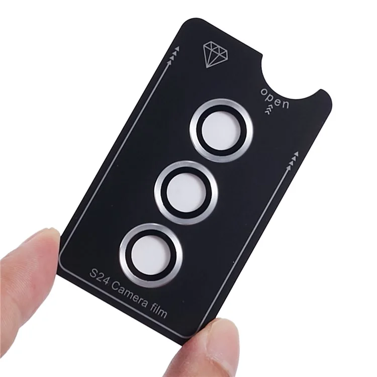 Pour Samsung Galaxy S24 1 Set Camera Lens Protector Metal Ring Tempered Glass Lens Film - Argent